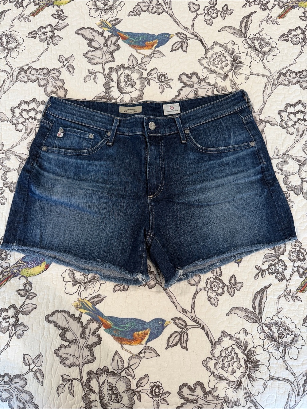 Ag Adriano Goldschmied Dark Blue Denim Cutoff Shorts